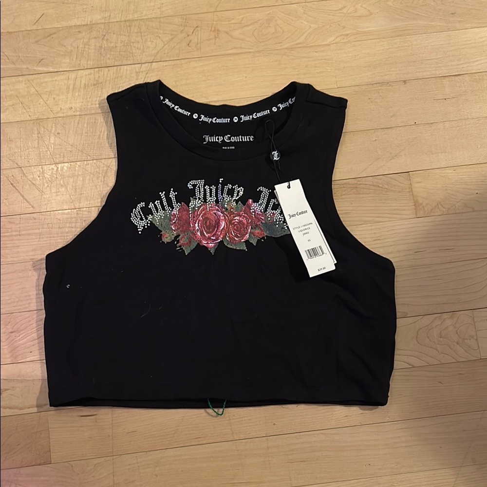 Juicy Couture Black Sleeveless Graphic Muscle Tee